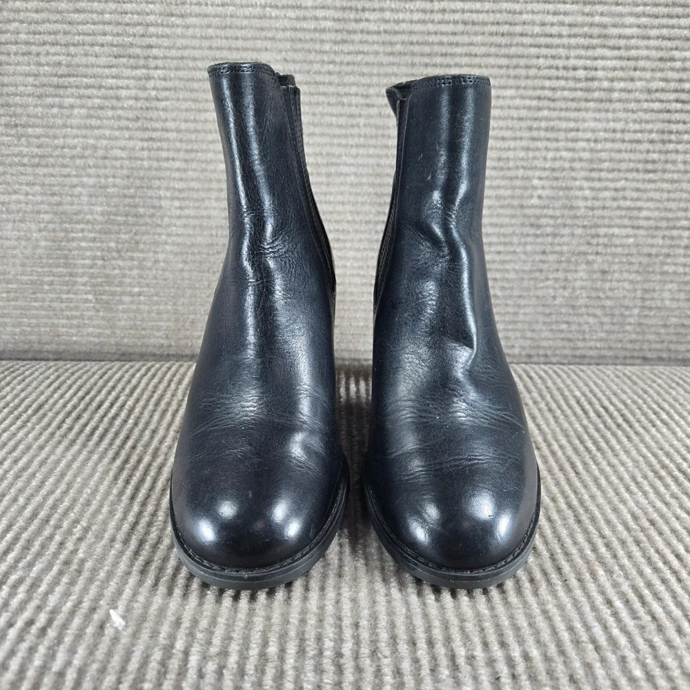 Timberland Womens‎ 6W Black Leather Block Heel Chelsea Ankle Boots A1979